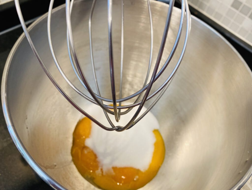 Egg yolk with sugar for whisking