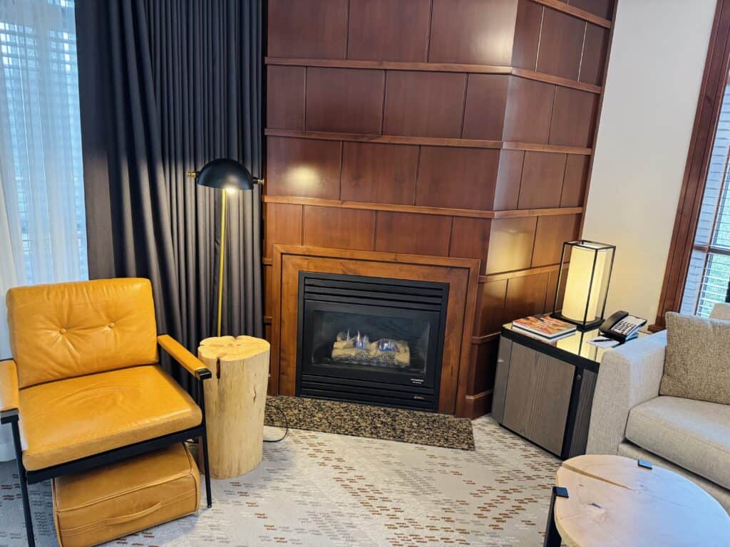 Fireplace in suite at Four Seasons Whistler