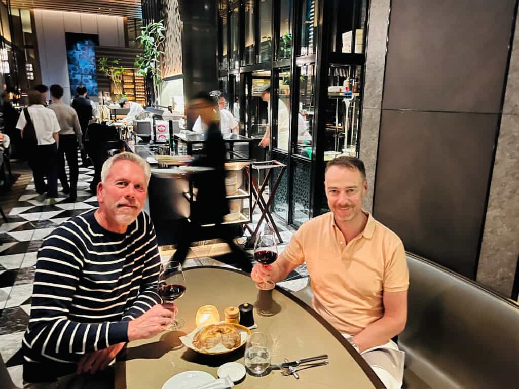 Enjoying red wine together at Pigneto in Tokyo