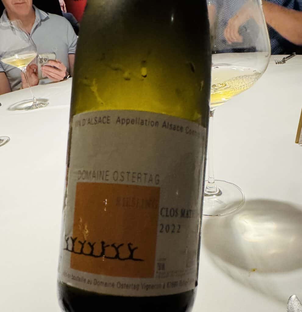 Bottle of Domaine Ostertag Riesling Clos Mathis 2022, wine pairing at R-Haan