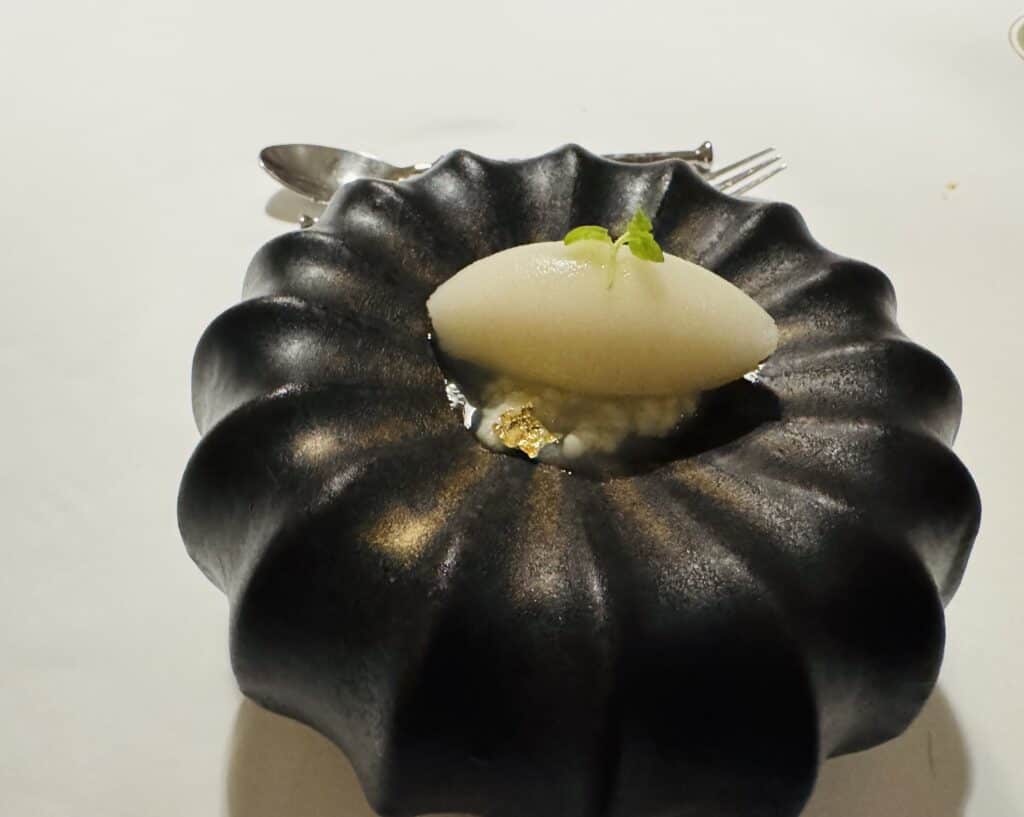 Khao Mak sorbet served as a palate cleanser at R-Haan