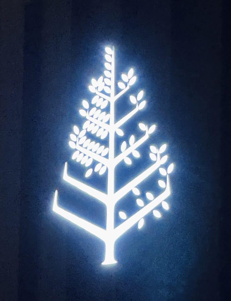 Illuminated Four Seasons logo at Four Seasons Bangkok