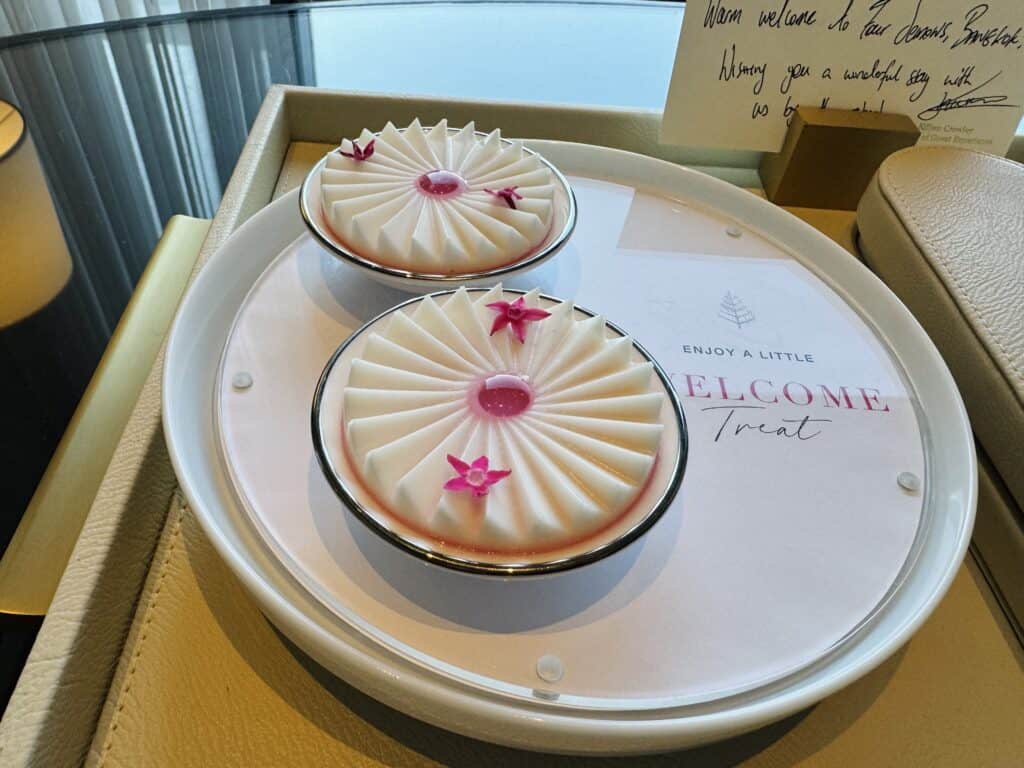 Elegant welcome treat in a luxury hotel suite in Bangkok, Thailand